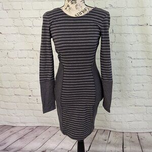 FP Beach Dress Gray Contrasting Stripe XS Long Sleeve